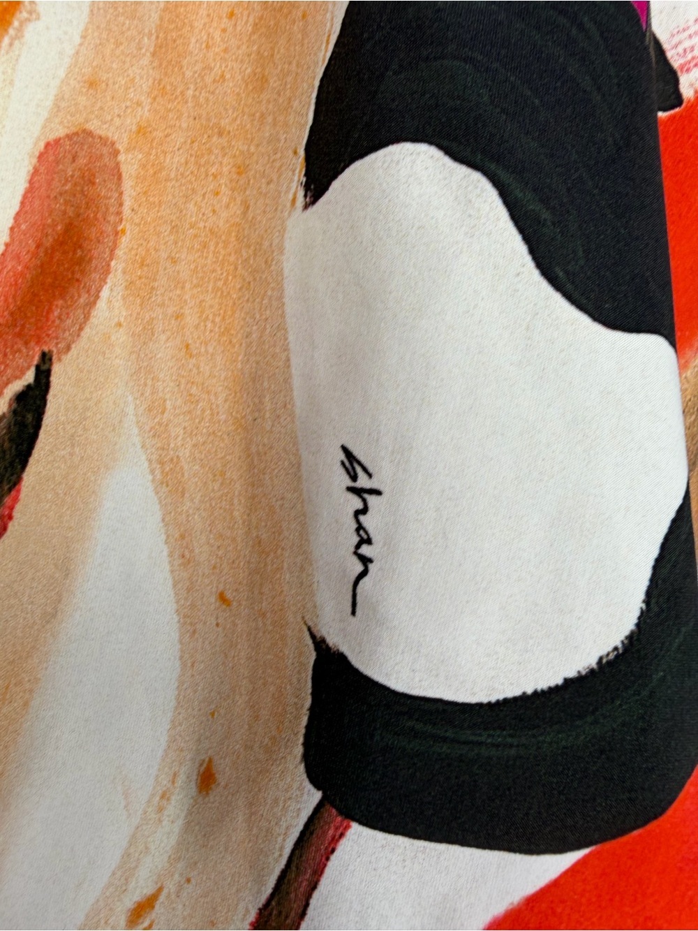 Shan Women’s Abstract Print Pink & Orange Shorts - Picture 3 of 6